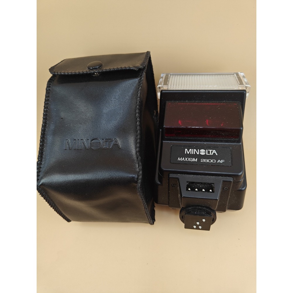 Minolta 2800AF Flash Program Maxxum 5000 7000 9000 w Case Tested Working